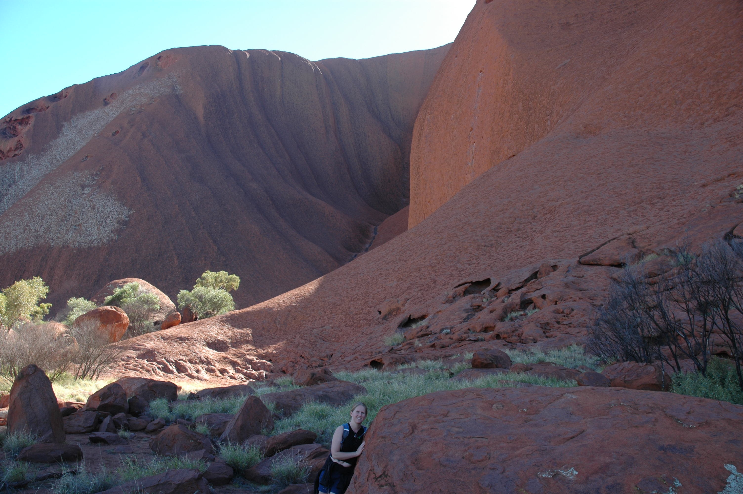 Little tiny person, great big rock!